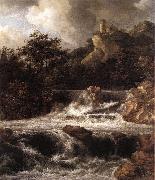 Jacob van Ruisdael Waterfall with Castle  Built on the Rock France oil painting artist
